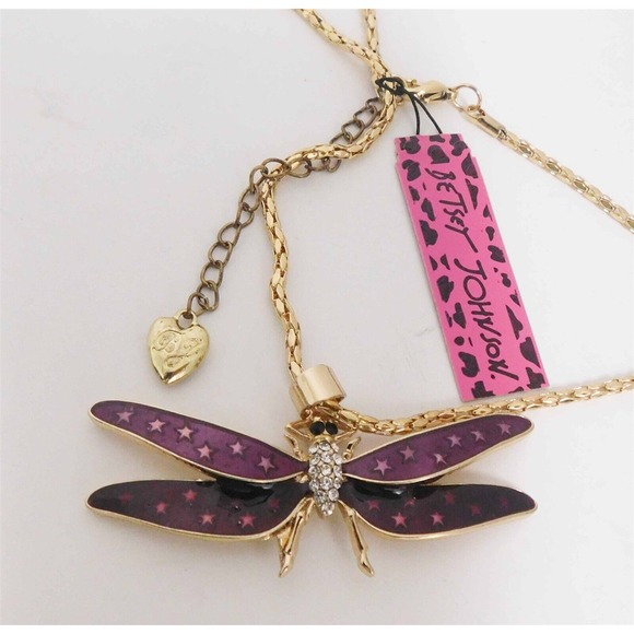 Betsey Johnson Jewelry - New Betsey Johnson Long‎ Wing Purple Butterfly Necklace 18 inch